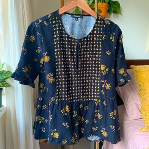 Madewell black acorn corduroy top